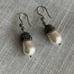 SOLDBaroque large genuine pearl earrings with tiny top sterling pansies STUNNING