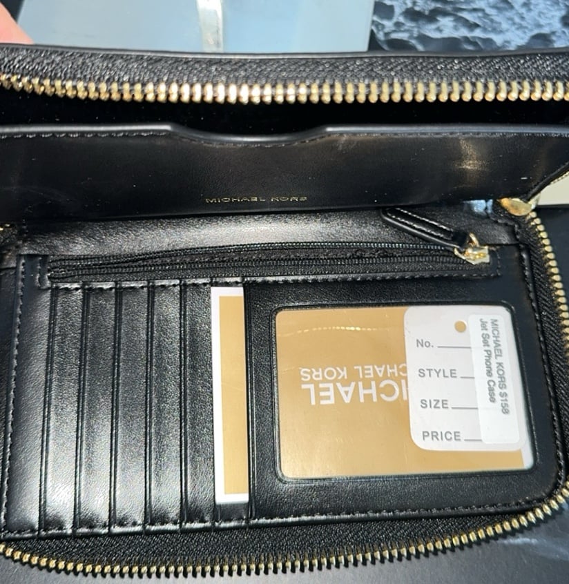 michael michael kors signature jet set item large flat multi function phone case