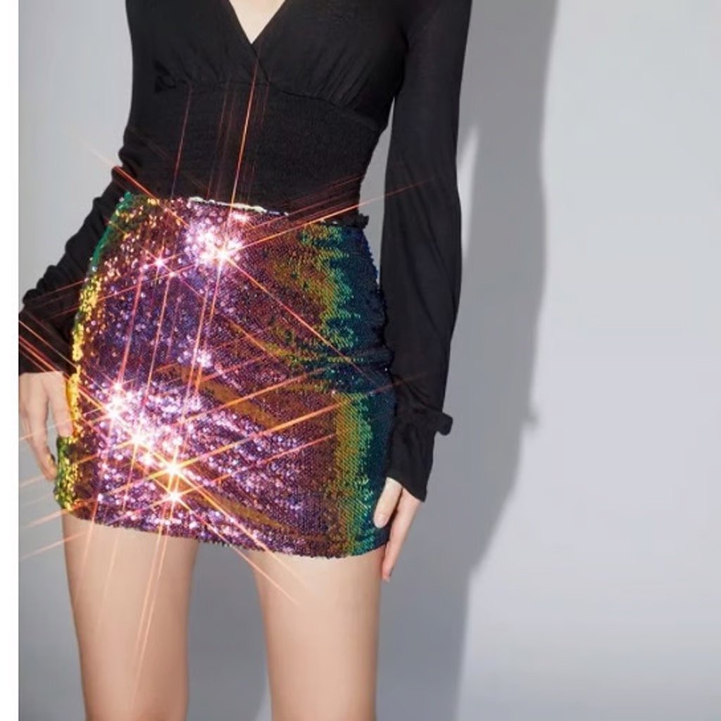 Motel Cherry Sequin Party Classy Boho Elegant Maximalist Hipster Hip Mini Skirt