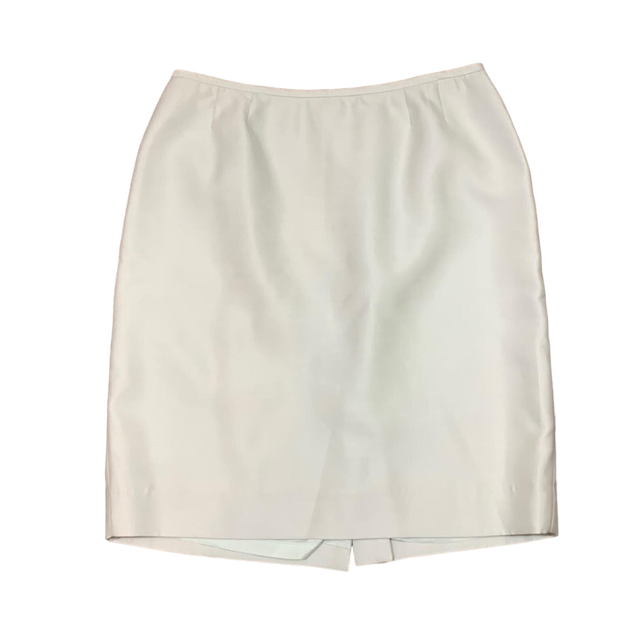 Albert Nipon Wool/Silk Silver Pencil Skirt