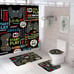 4 Pcs Play Game Shower Curtain Set, Abstract Videogame Controller Pattern