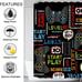 4 Pcs Play Game Shower Curtain Set, Abstract Videogame Controller Pattern
