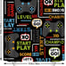 4 Pcs Play Game Shower Curtain Set, Abstract Videogame Controller Pattern