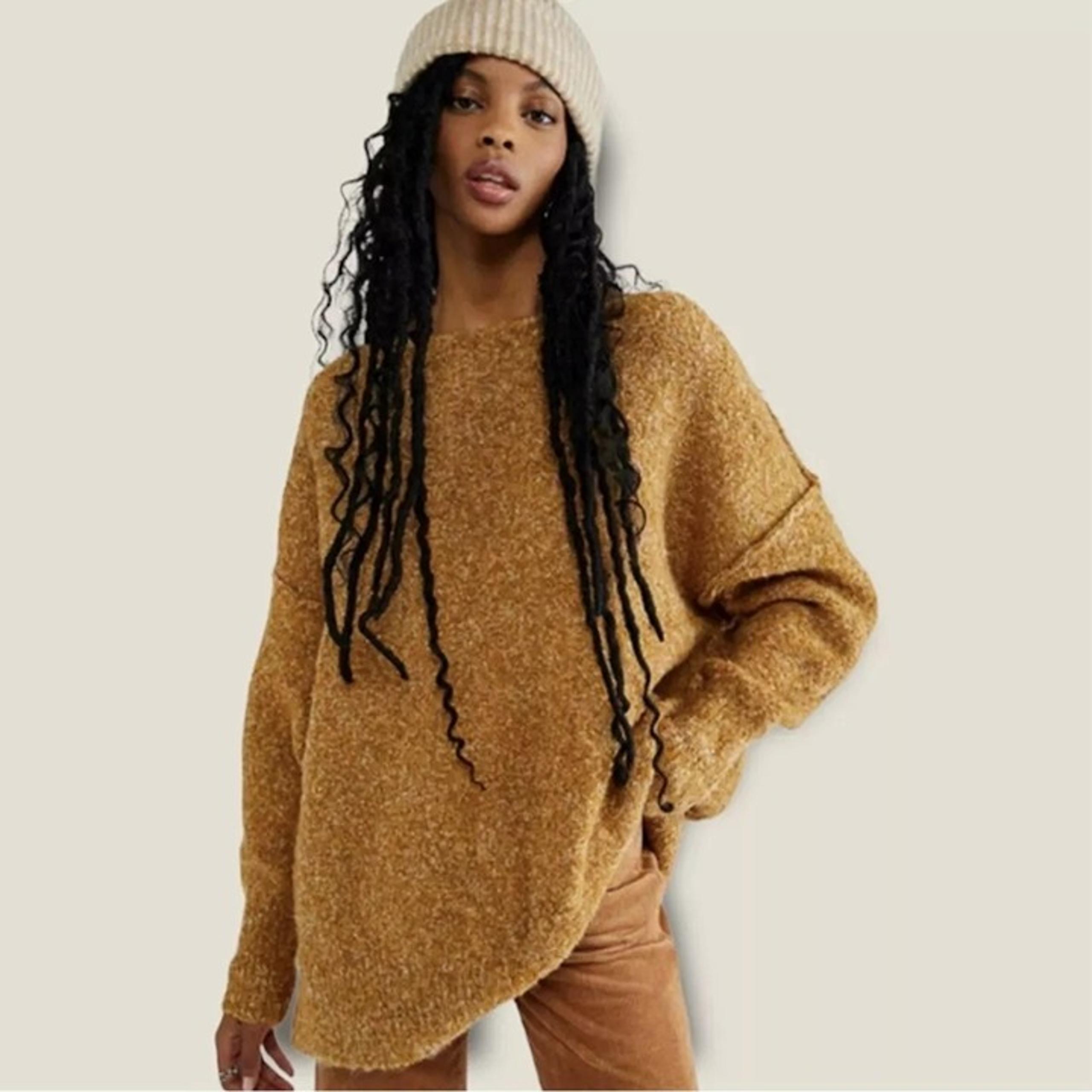 Free People Moira Oversized Sweater Size L Wool Blend Chunky Slouchy Warm Cozy