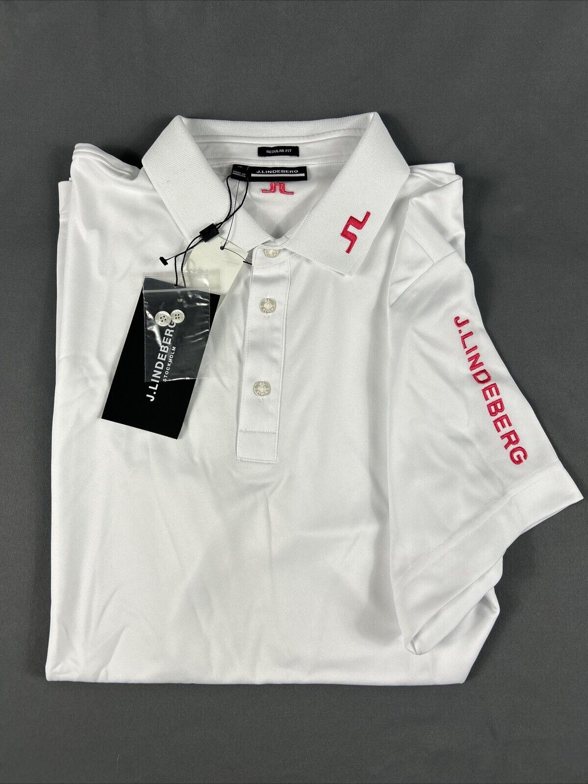 J Lindeberg Golf Shirt Polo Tour Tech Regular Fit XL White Polyester MSRP 90