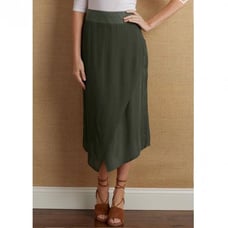 Soft Surroundings Luna Layered Panel Overlay Skirt Boho Size Large Forrest Green