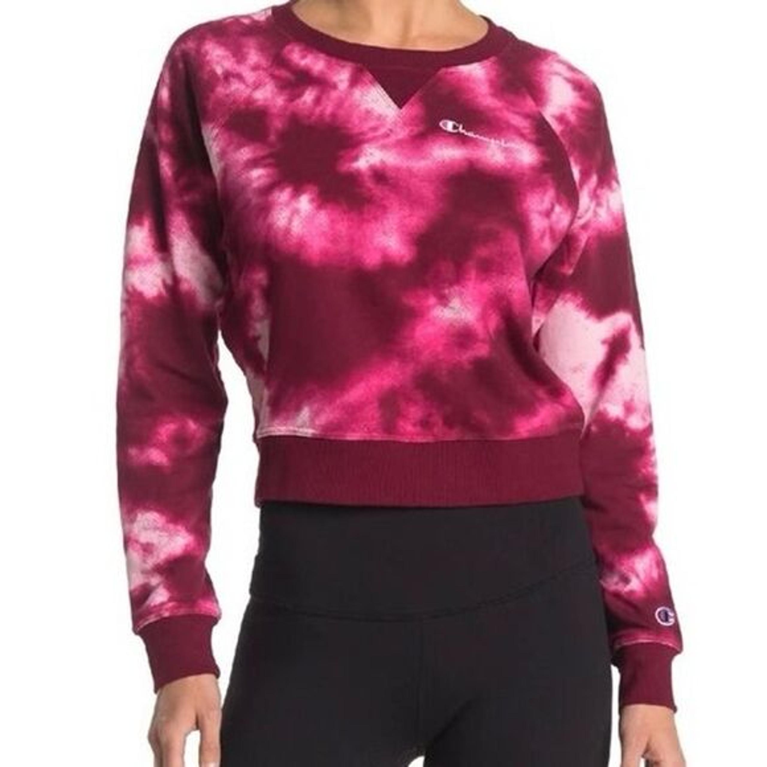 Champion Women's Cloud Burst Tie Dye Crew Neck Sweatshirt Multicolor Casual