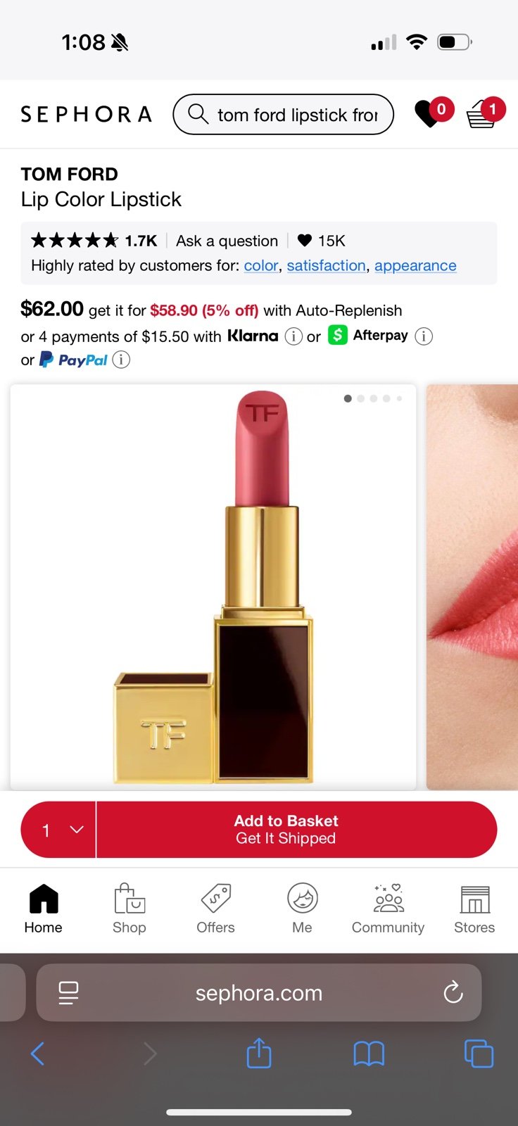 Tom Ford Lipstick- brand new- “front page” color!