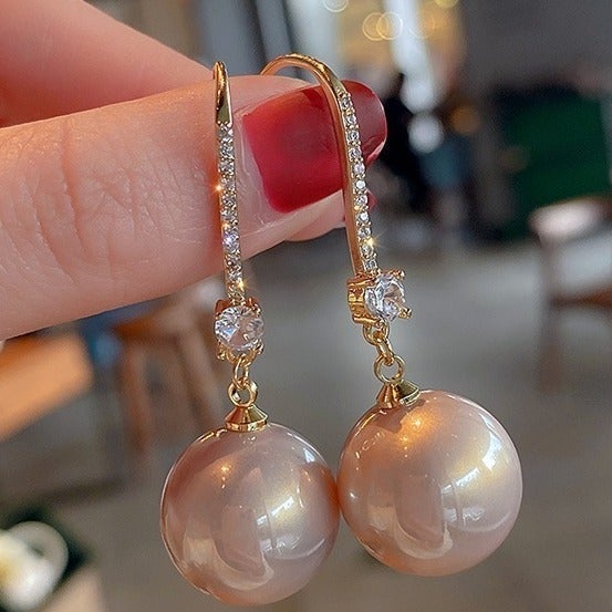 Lovely Champagne Imitate Baroque Long Pearl Earrings WAAL1329 Lovely Champagne Imitate Baroque Long Pearl Earrings WAAL1329