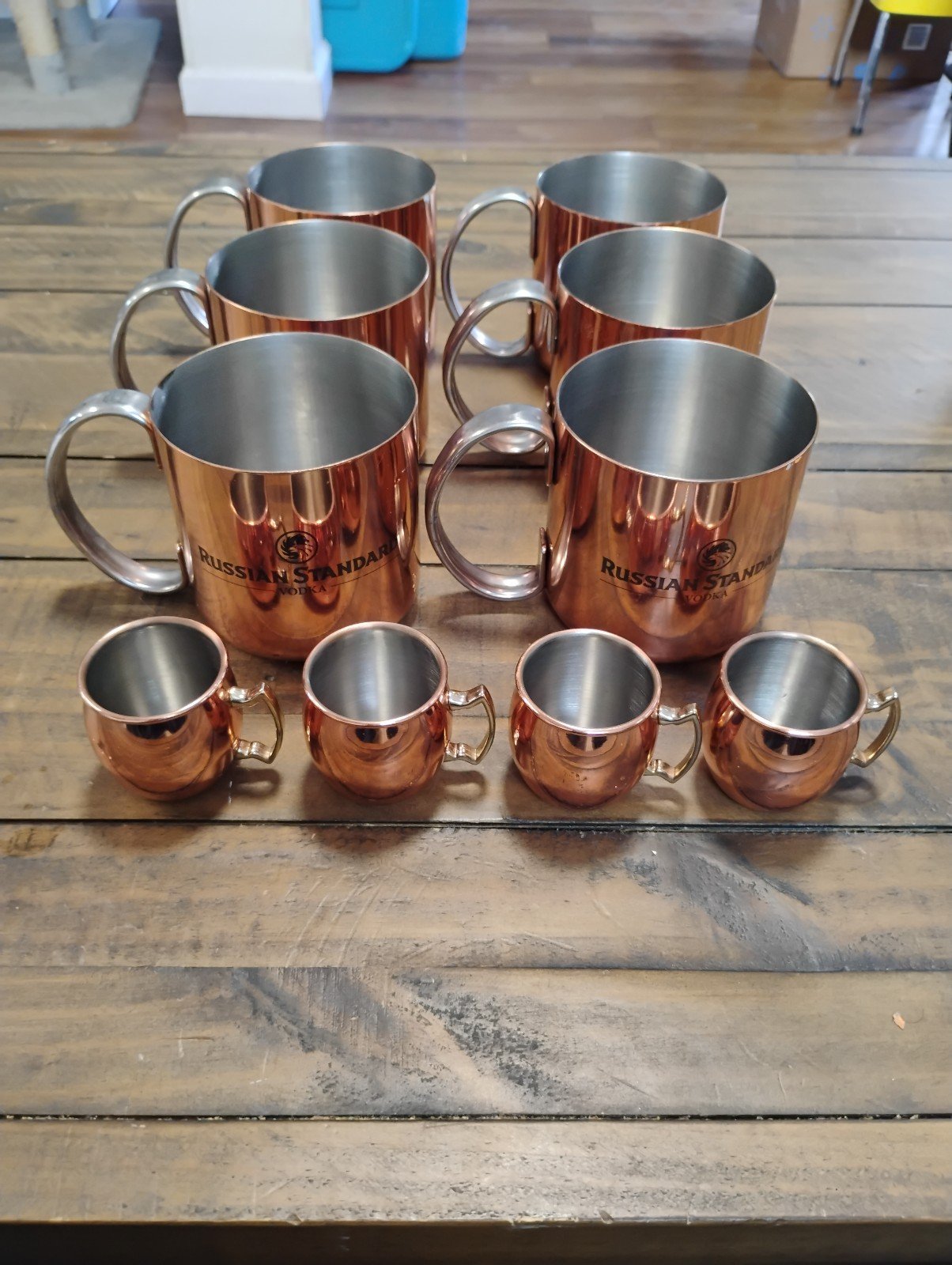 6 Russian Standard Vodka Copper Moscow Mule Drink Cups + 4 Bonus Shot Cups
