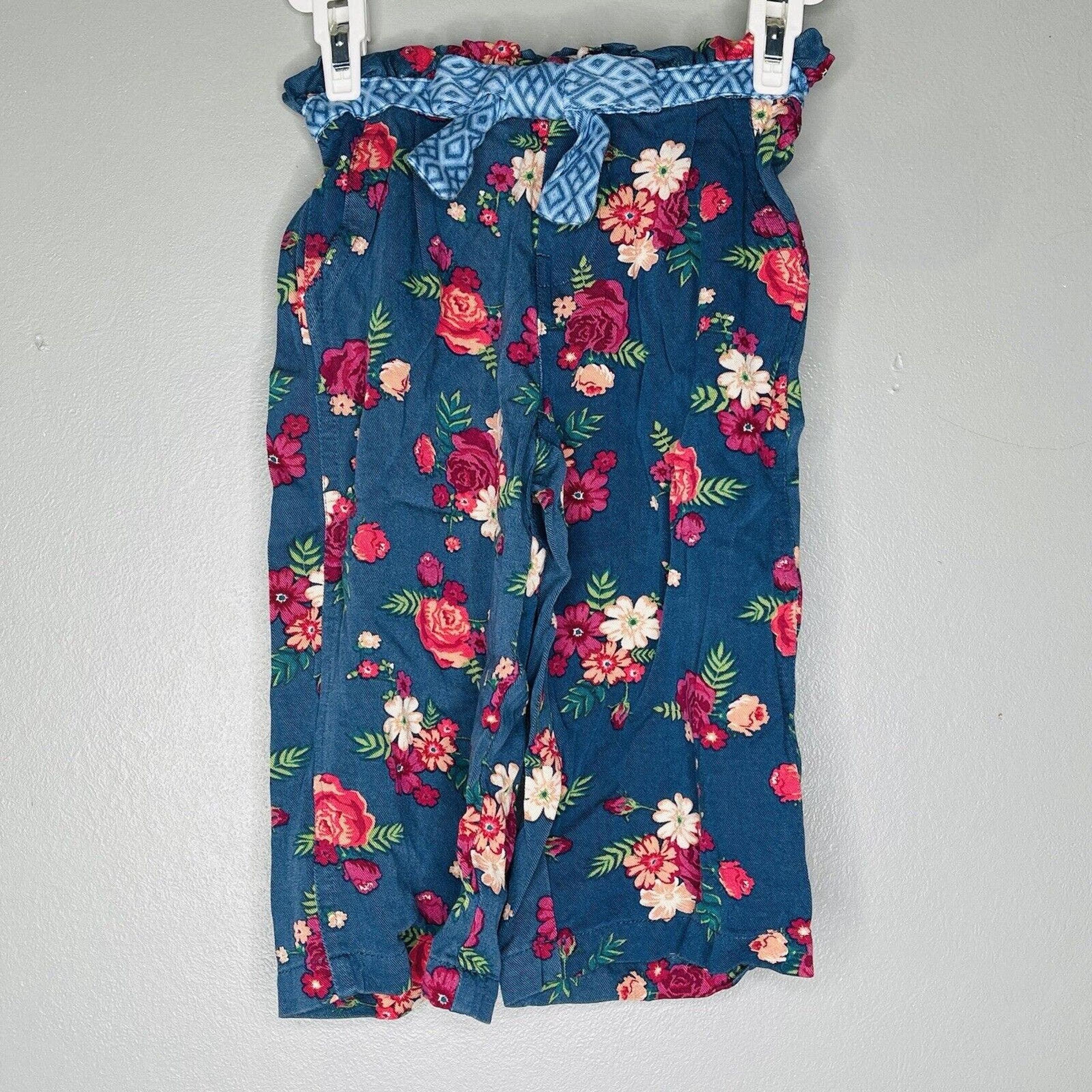 Matilda Jane Happy Harvest Pants wide leg Girls Size 2 Floral On Blue