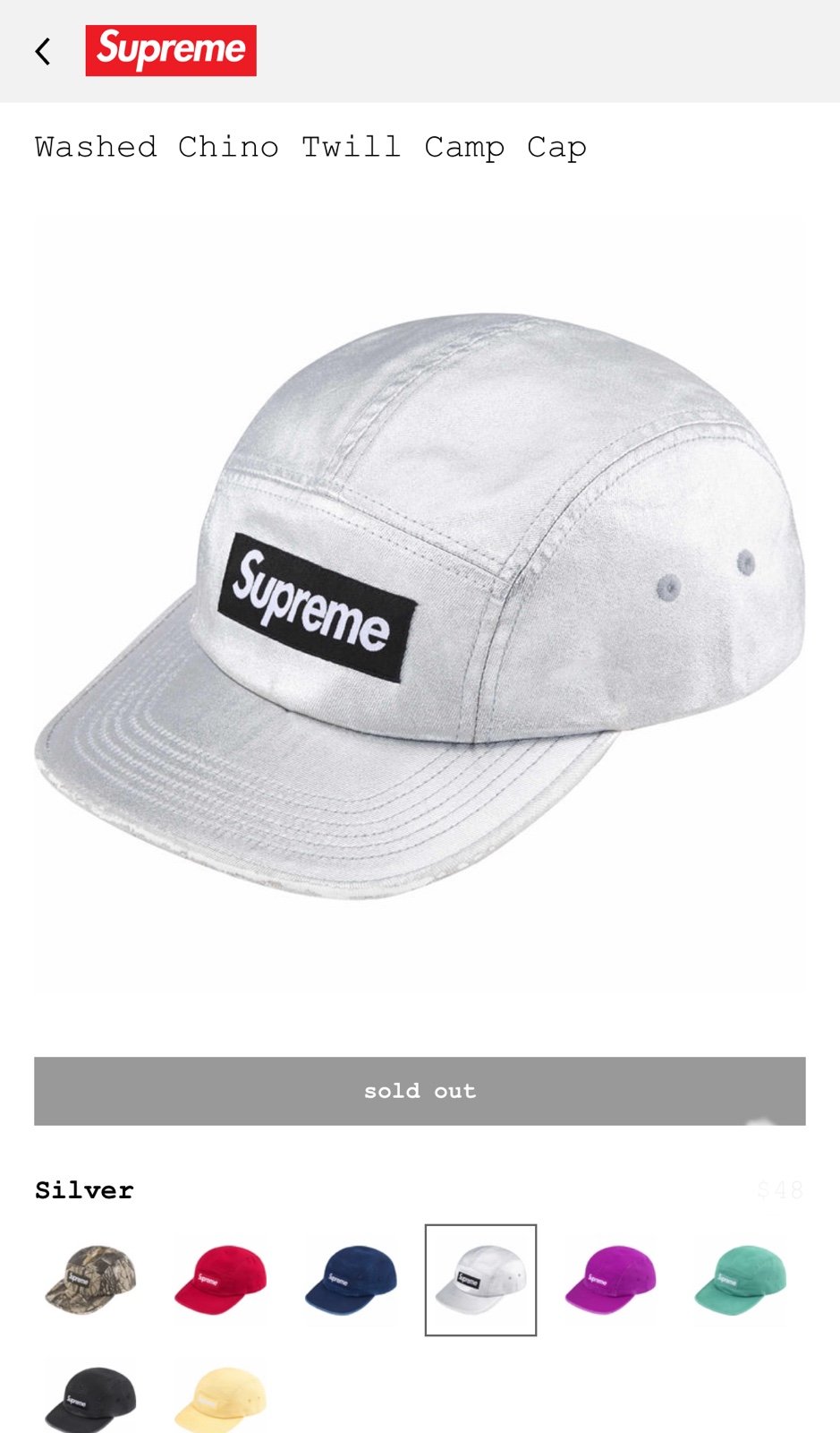 Supreme Washed Chino Twill Camp Cap (SS25) - $48