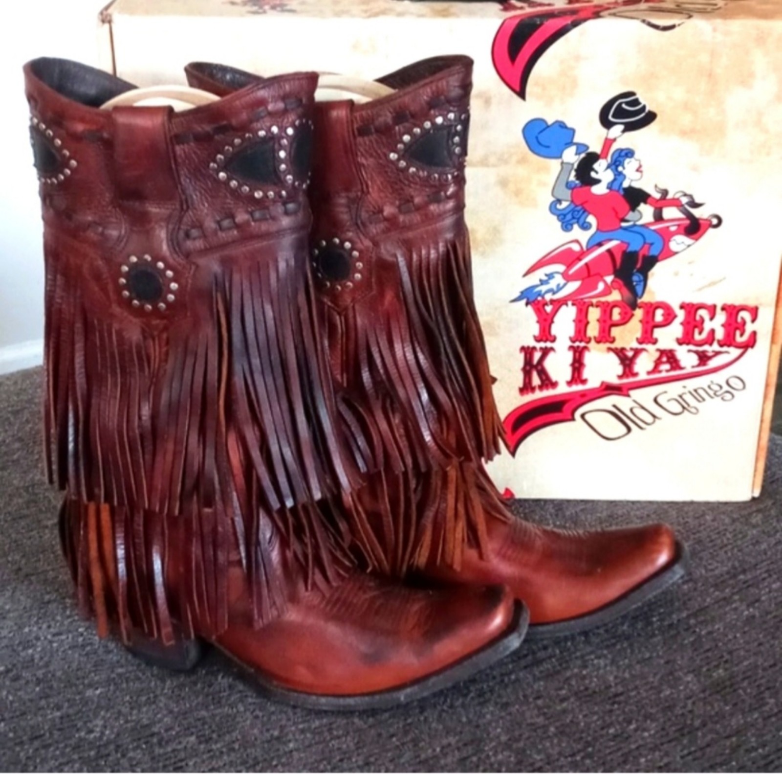 SIZE 8 RARE Old Gringo Yippee Ki Yay - Hathor 12 Fringe Boot