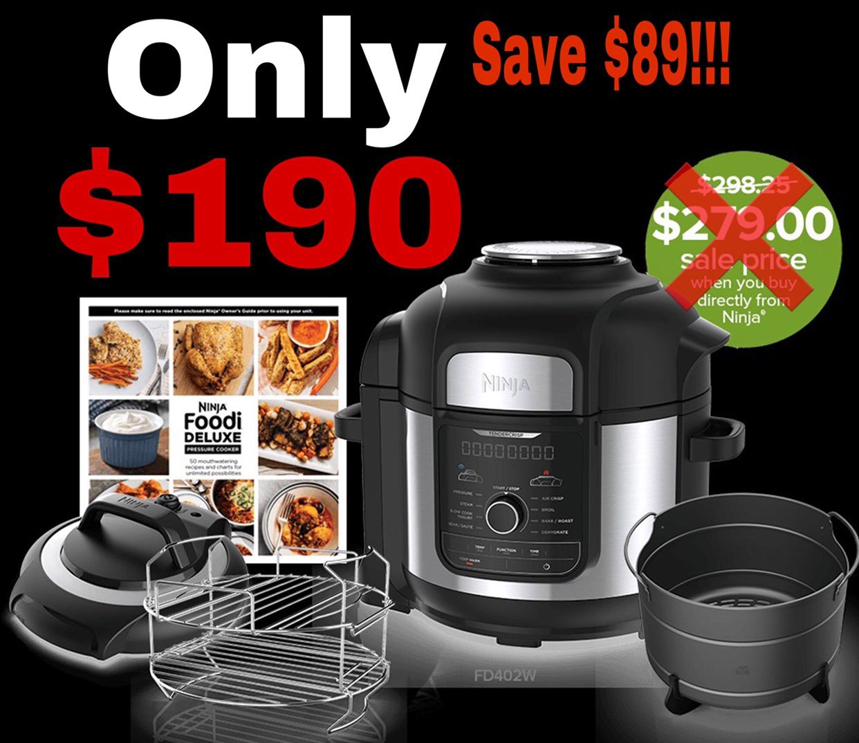 Pressure coocker air fry crisper Ninja 8