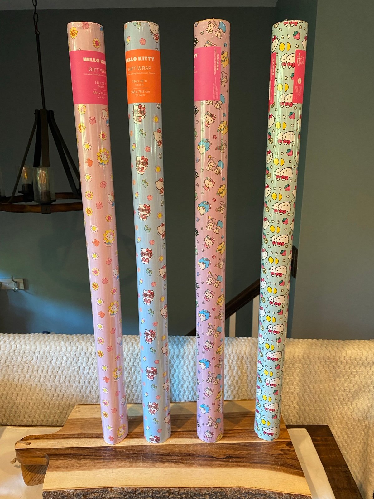 4 rolls of Hello Kitty wrapping paper