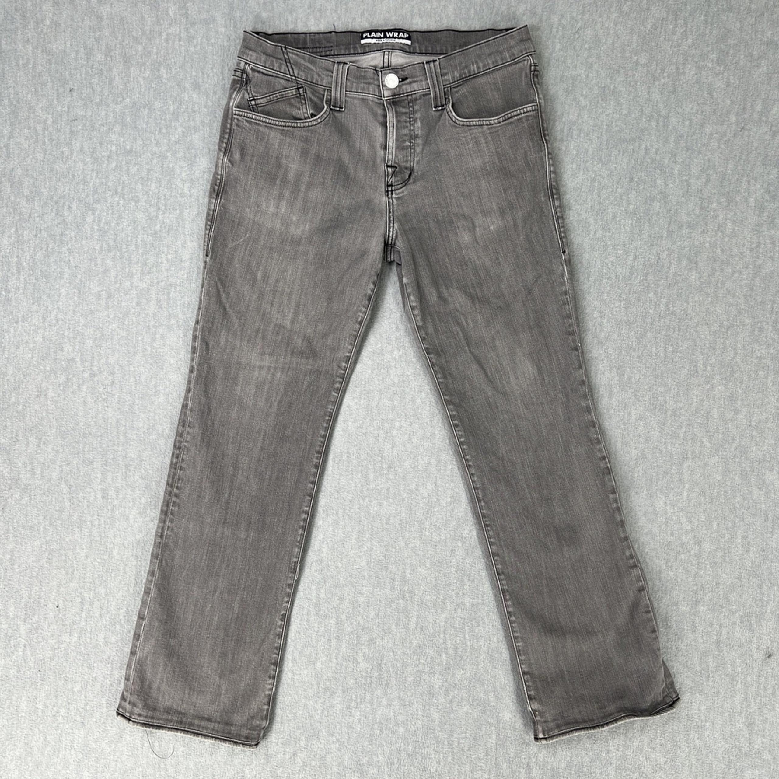 Rock & Republic Plain Wrap Straight Jeans Men's 34 Brown Denim 5-Pockets 32Wx30L