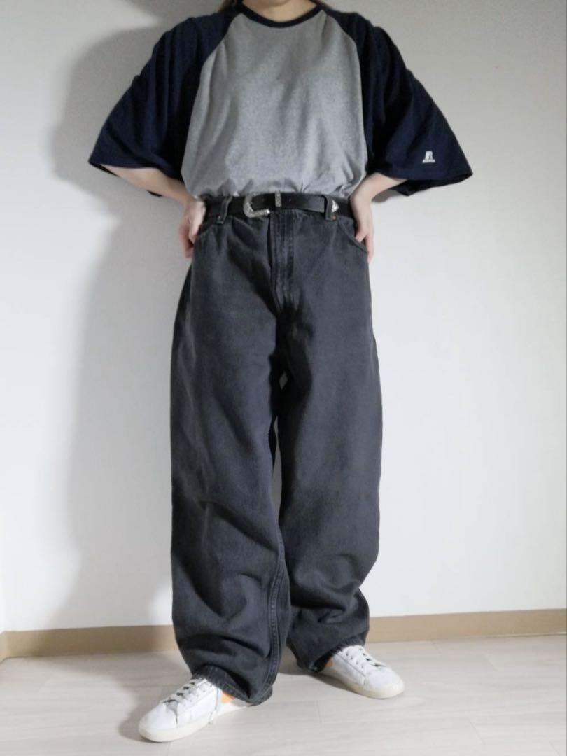 Levi's 550 Black Jeans Denim Pants W42 Ink Black Big Size