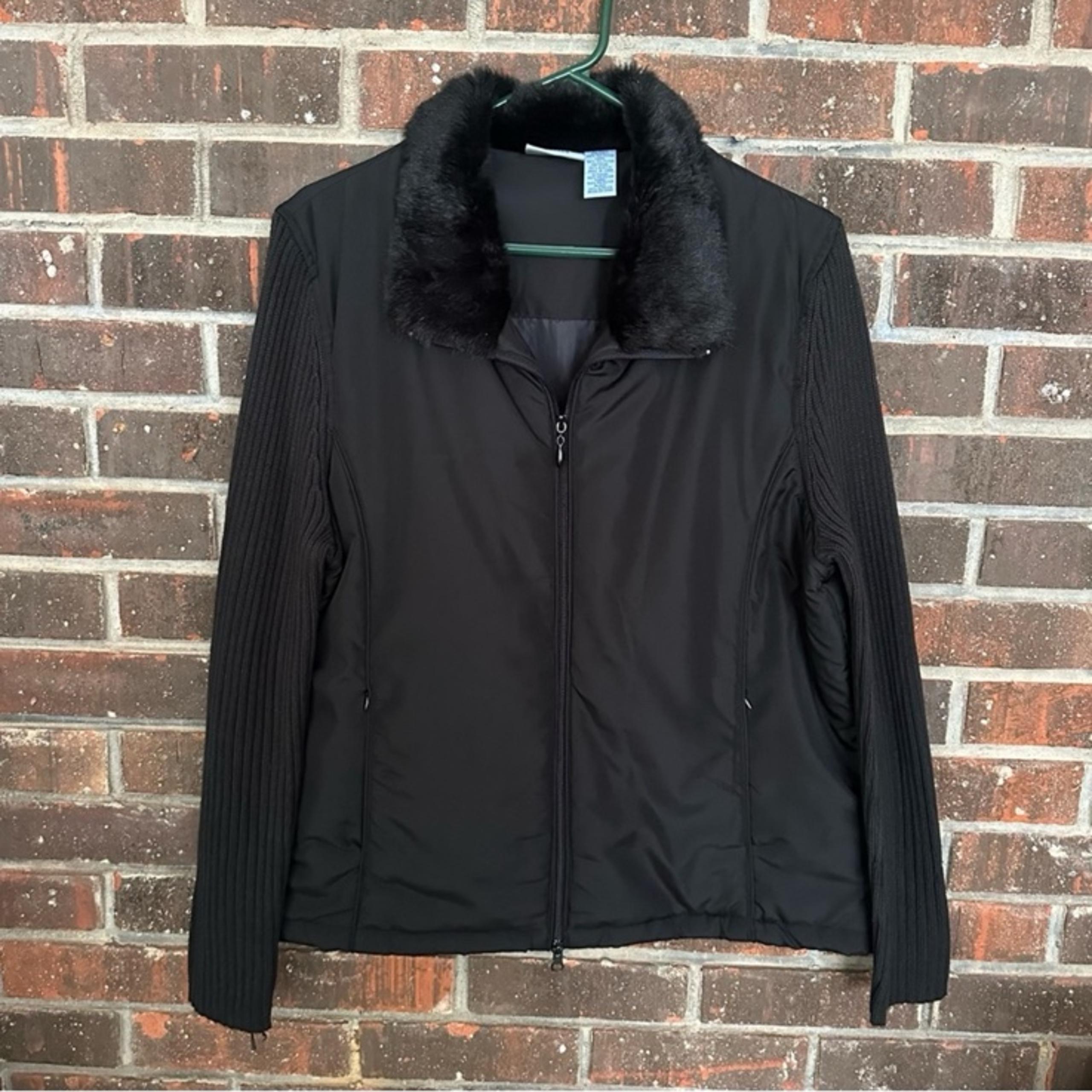 Vintage Black Jane Ashley Sweater Jacket with Fur Collar