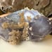 blue fluorite with double terminated dog tooth calcite specimen crystal