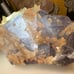 blue fluorite with double terminated dog tooth calcite specimen crystal