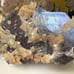 blue fluorite with double terminated dog tooth calcite specimen crystal
