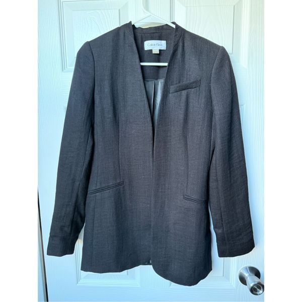 Calvin Klein Blazer Size 0 Women's Black Open Front Professional Interview Offic