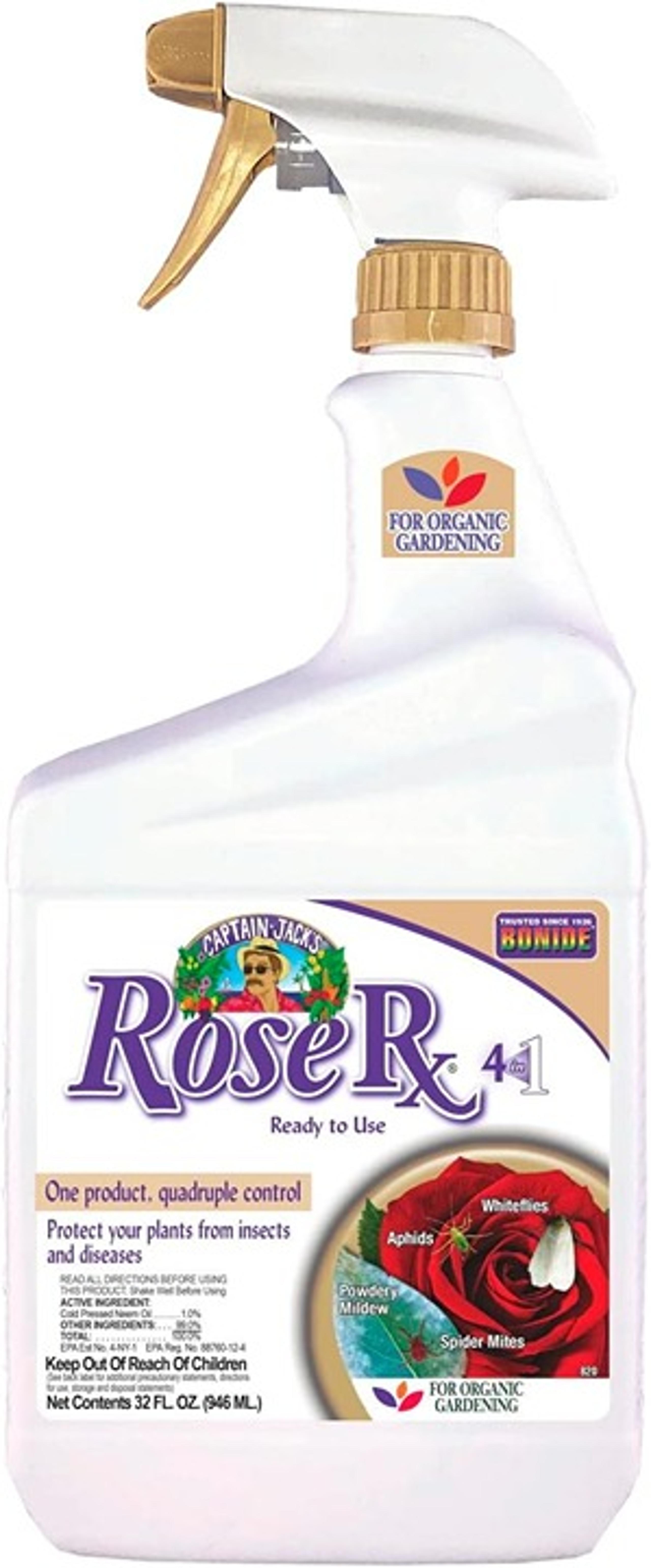 Bonide Captain Jack's Rose Rx 4-in-1 Insect & Disease Control, 32 oz Ready-to-Us