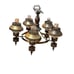 Vintage Brass Filigree Old Amber Glass And Wood Lighting