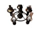 Vintage Brass Filigree Old Amber Glass And Wood Lighting