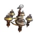Vintage Brass Filigree Old Amber Glass And Wood Lighting