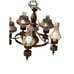 Vintage Brass Filigree Old Amber Glass And Wood Lighting