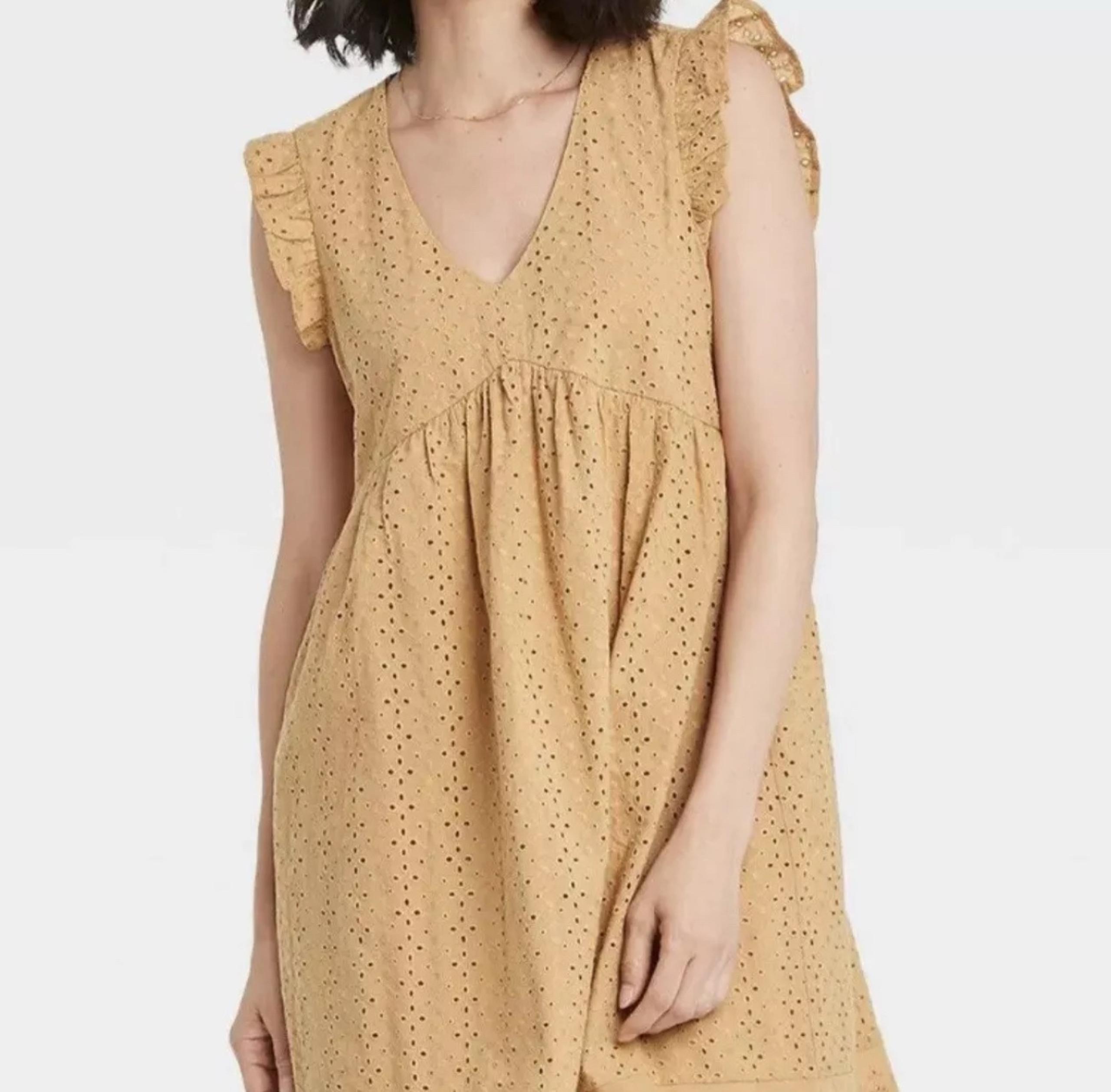 Knox Rose Women’s Ruffle Sleeve Eyelet Dress