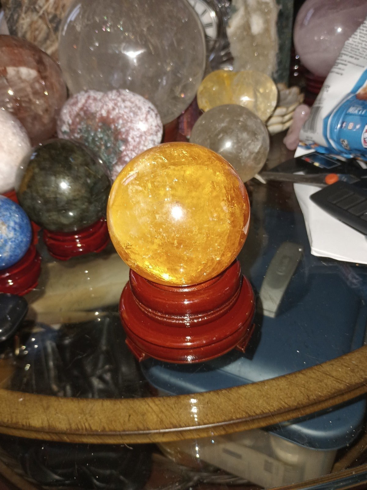 Honey calcite sphere