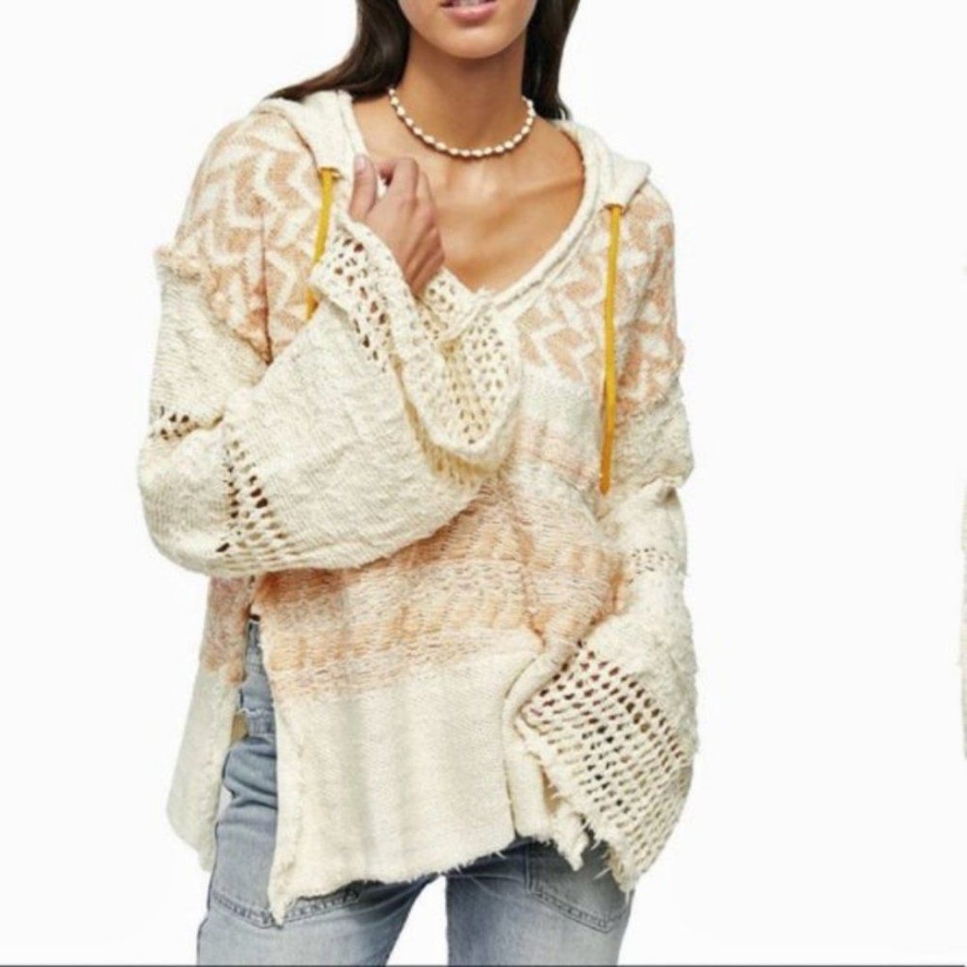 Free People Coastline Hoodie Sweater S/M NWT