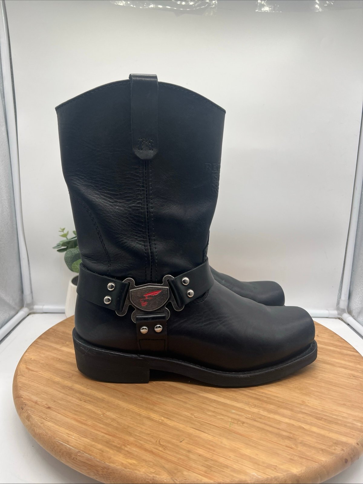 Red Wing 969 Motorcycle Boots Mens Size 10D Black Soft Toe Leather Biker