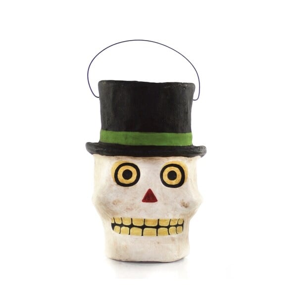 Sold out htf Cody Foster paper mache skeleton skull top hat Halloween bucket