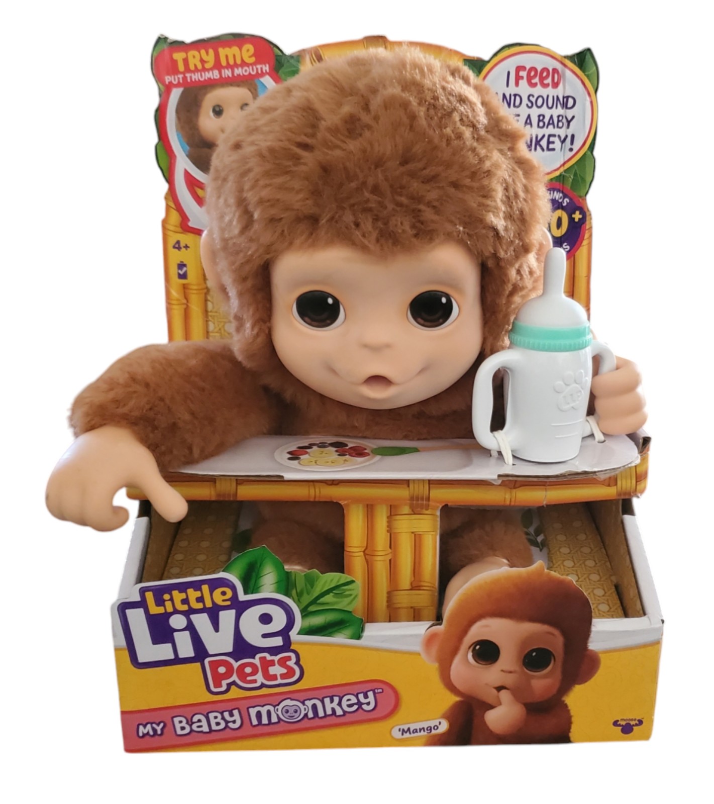 Little Live Pets My Baby Monkey Mango, 50+ Sounds and Reactions, Ages 4+