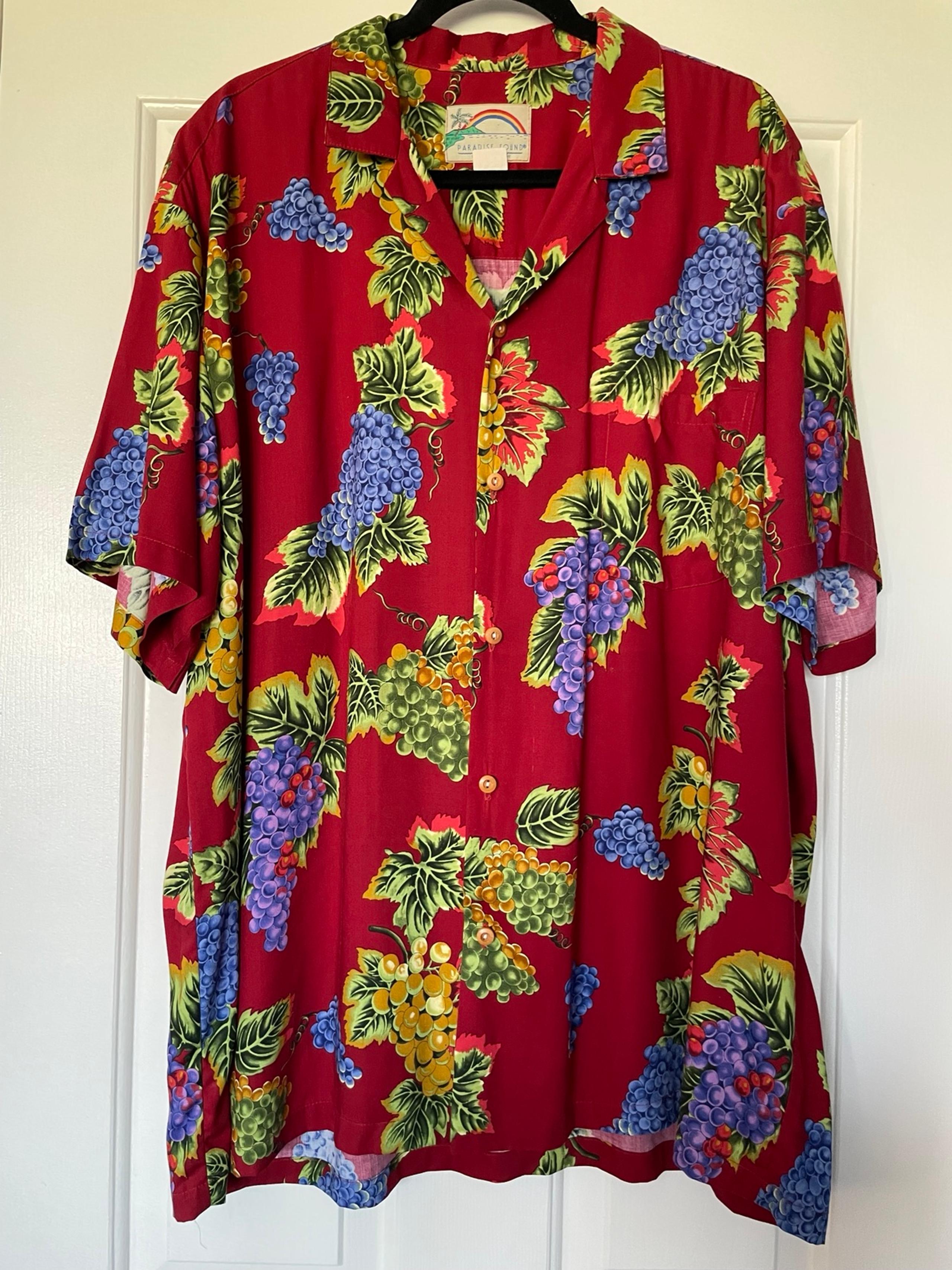 Paradise Found Mens XL Hawaiian Shirt Assorted Wine Grapes Vineyard Winery USA