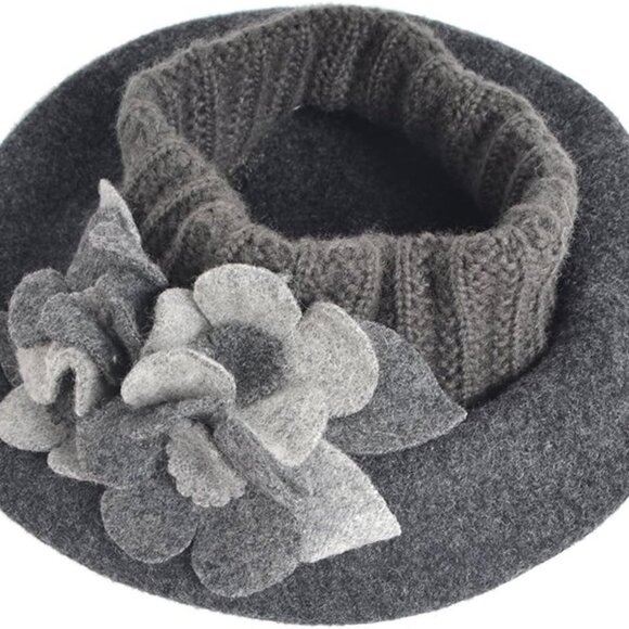 NEW Wool Beret Floral Dress Beanie Winter Hat