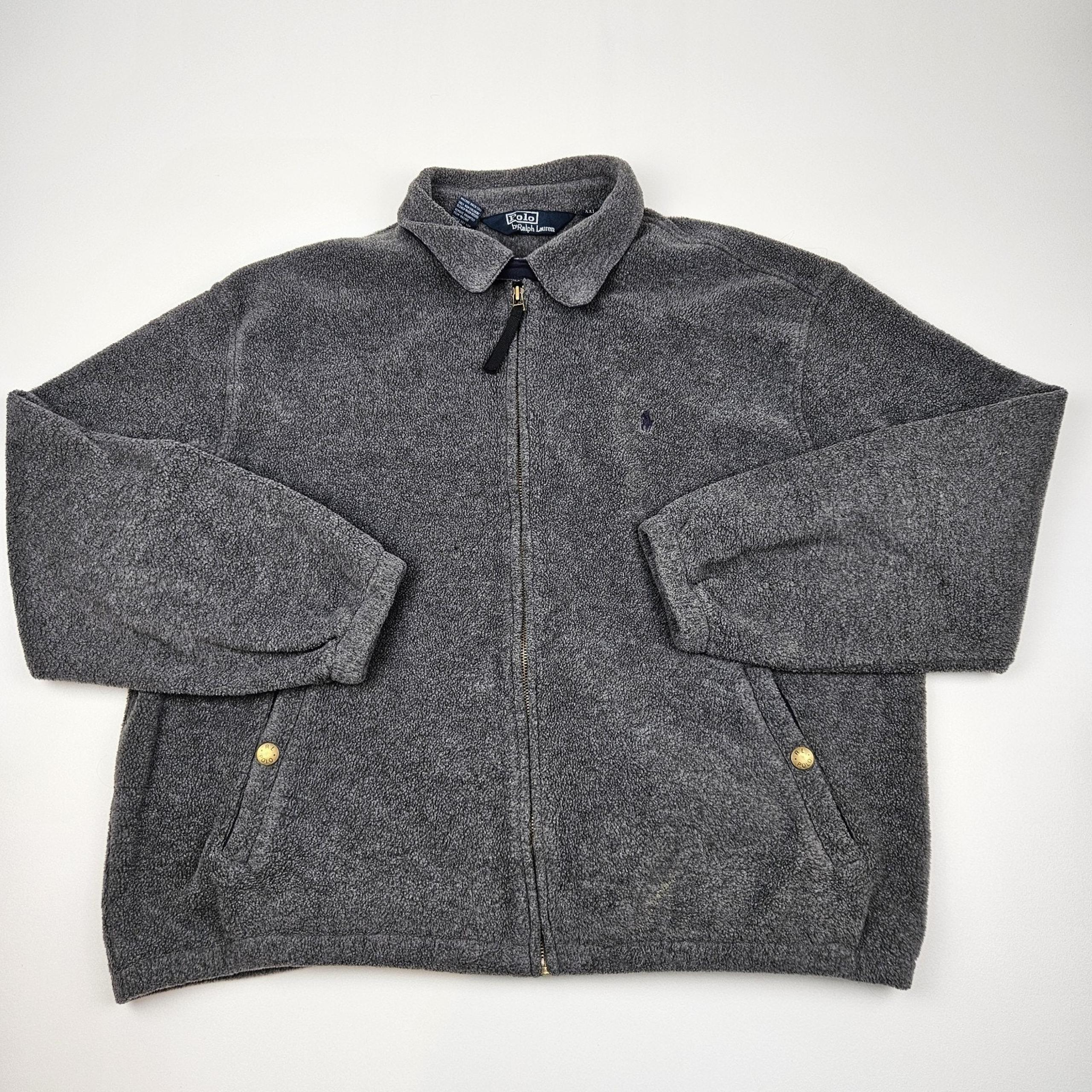 Vintage Polo Ralph Lauren Jacket Men's XXL Full Zip Polartec Fleece Gray