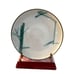Genuine Stoneware by Kasuga Showa Japan Chop Plate Platter Bamboo White Flower