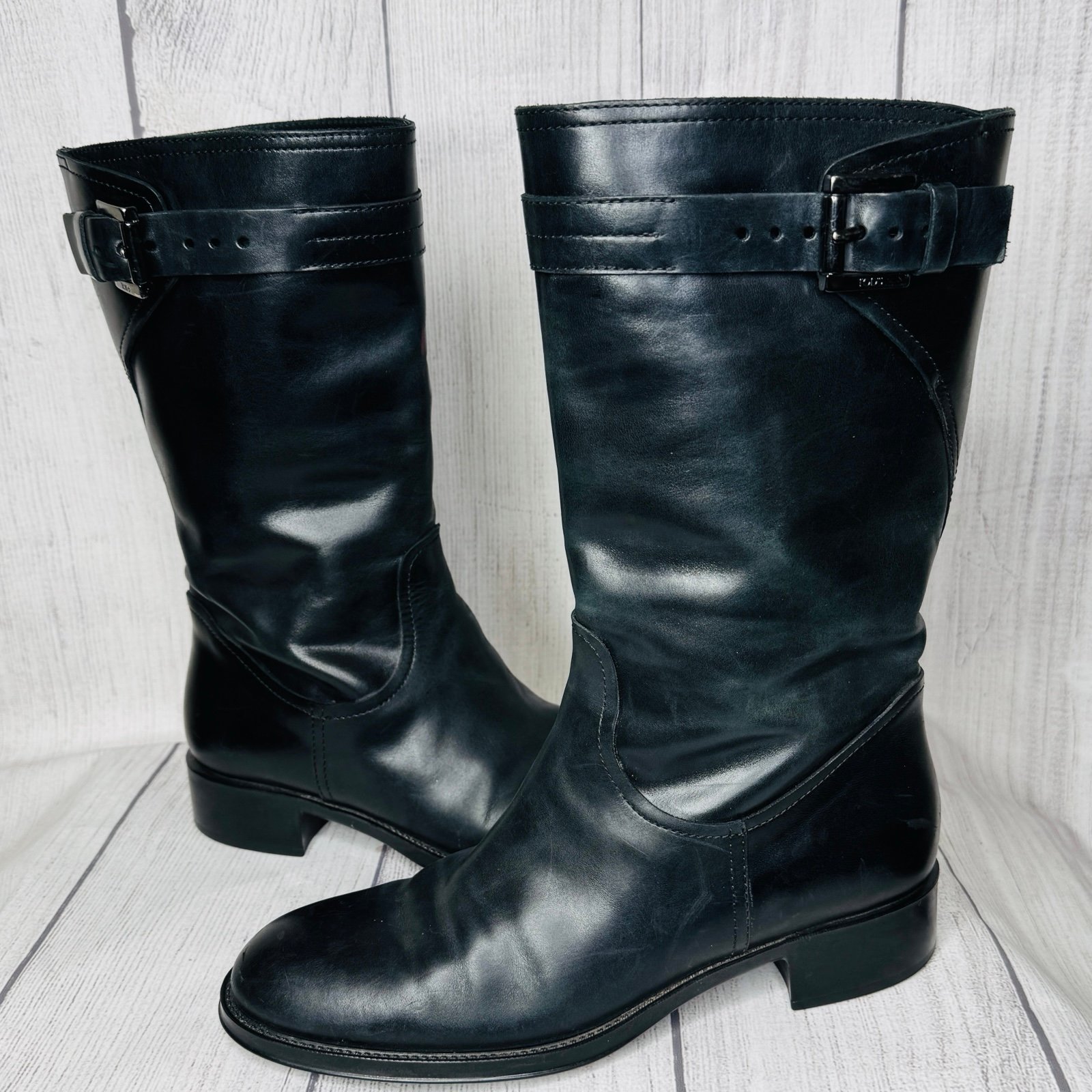 TOD’S Black Leather Moto Buckle Boots Size 37