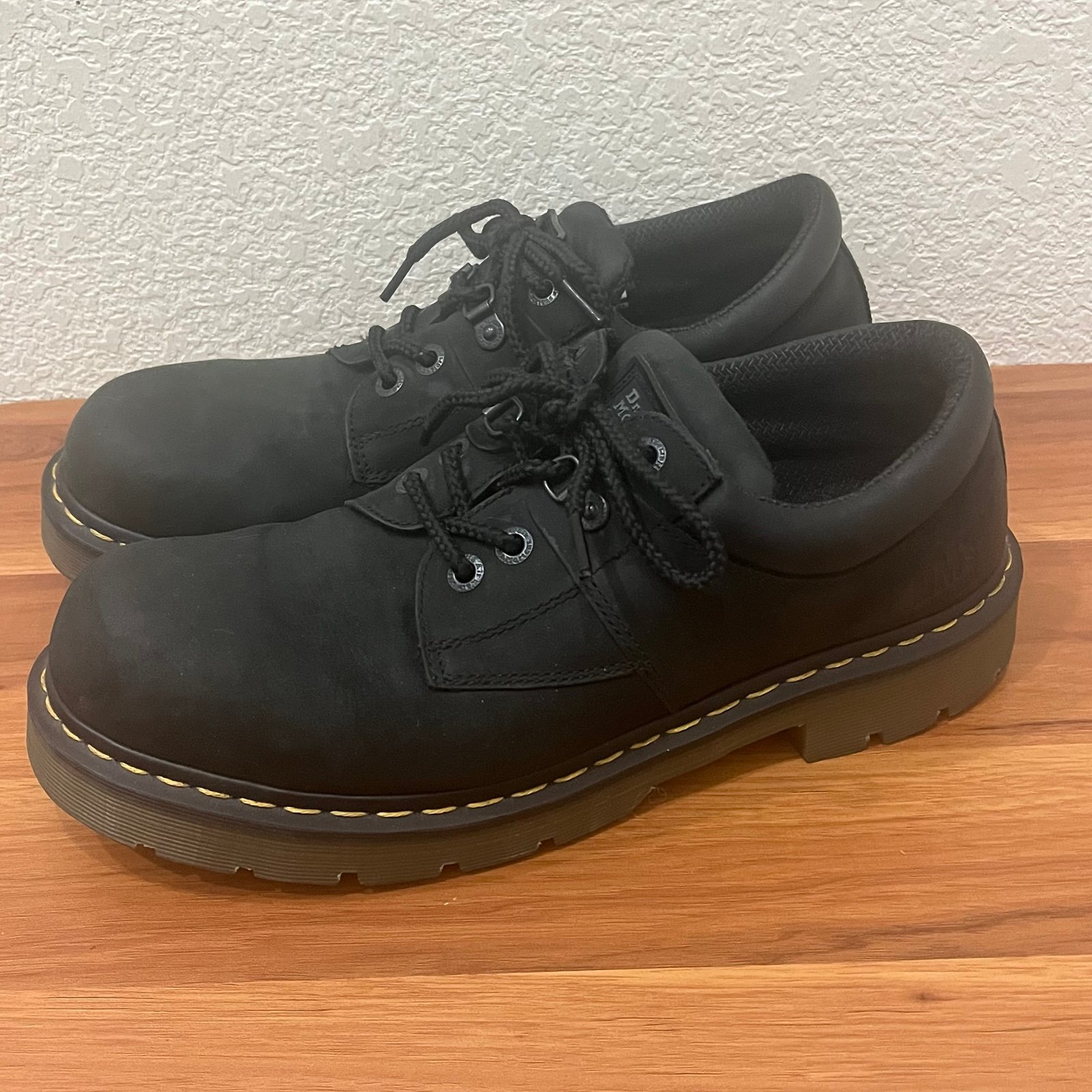 Dr. Martens Industrial AW004 Black Nubuck Leather Work Shoes Mens US Size 13 M