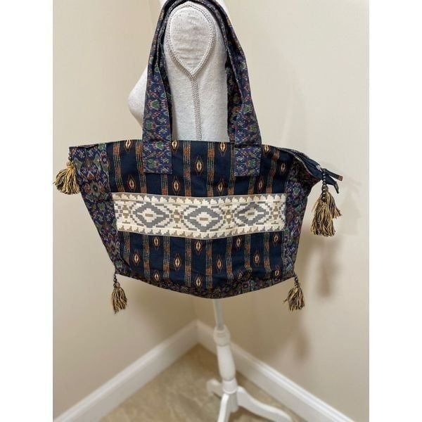 Free People Basel Tassel Patchwork Tote In Southwestern Pattern NWOT 98 New W