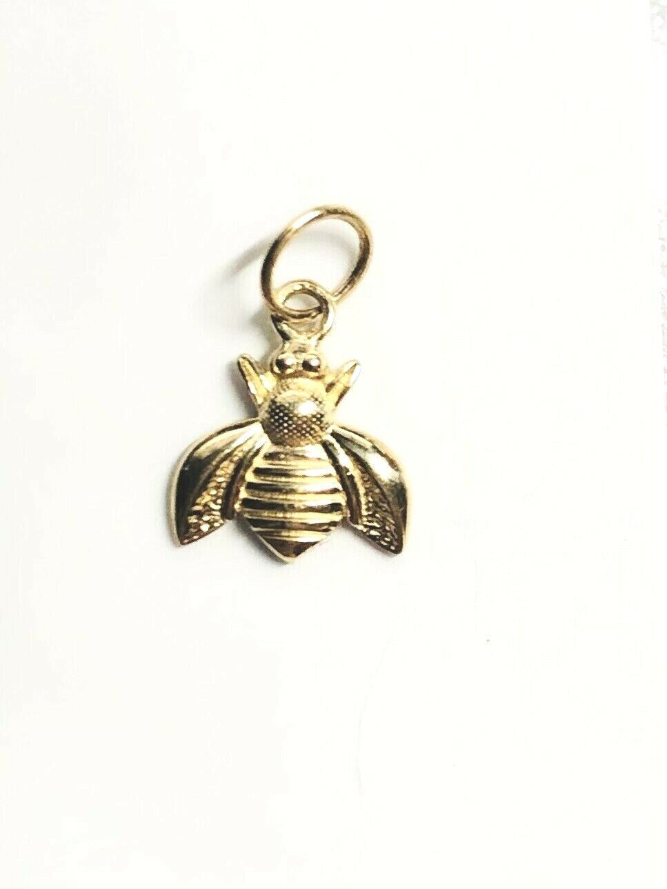 14k Yellow Gold Tiny Bee Charm Pendant.
