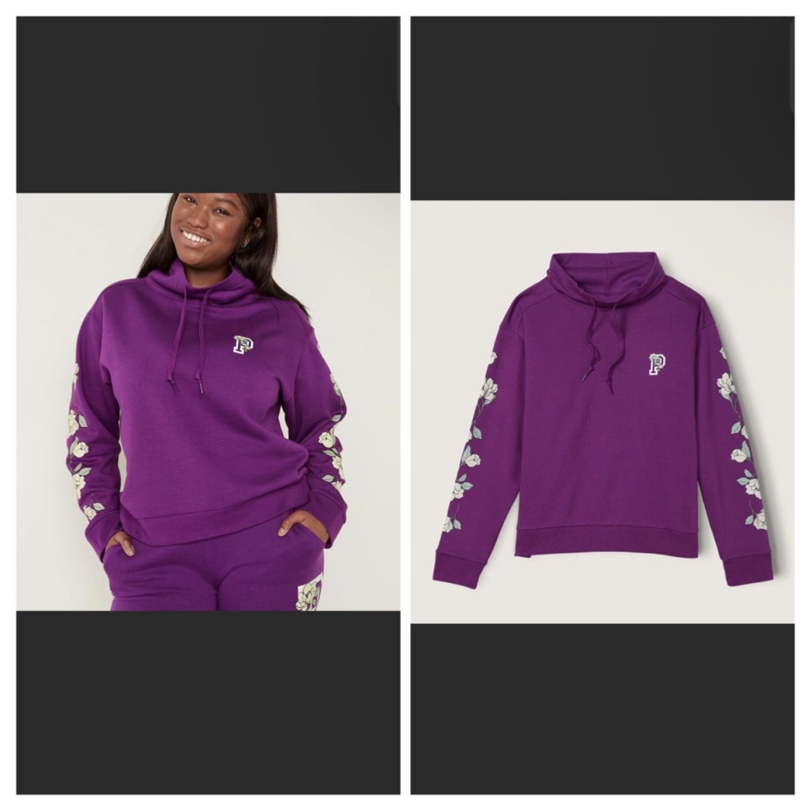 BS PINK Everyday Lounge Cowl Neck pullover hoodie