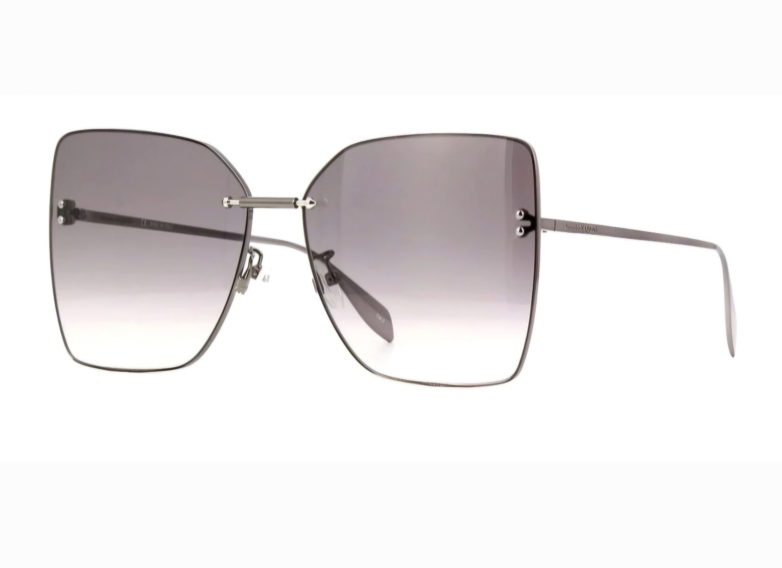 Alexander McQueen 64mm Square Ruthinium Grey metal frame sunglasses