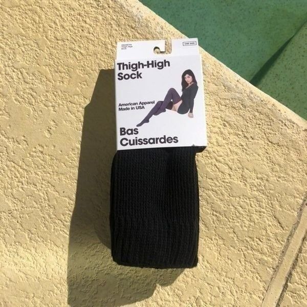 American Apparel Brand New 2000s Y2K Black Vintage Deadstock Thigh High Socks