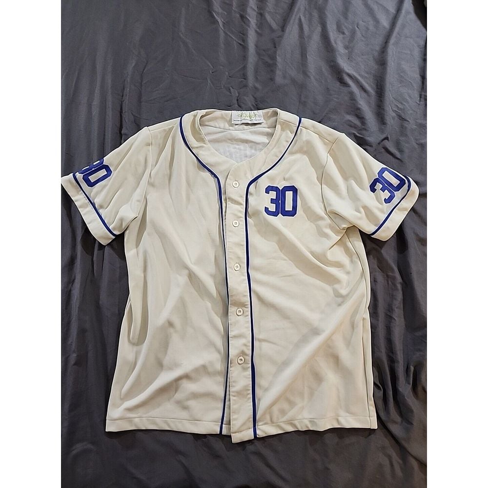 The Sandlot Rodriguez Baseball Jersey Men's White Blue #30 Large Pre-Owned