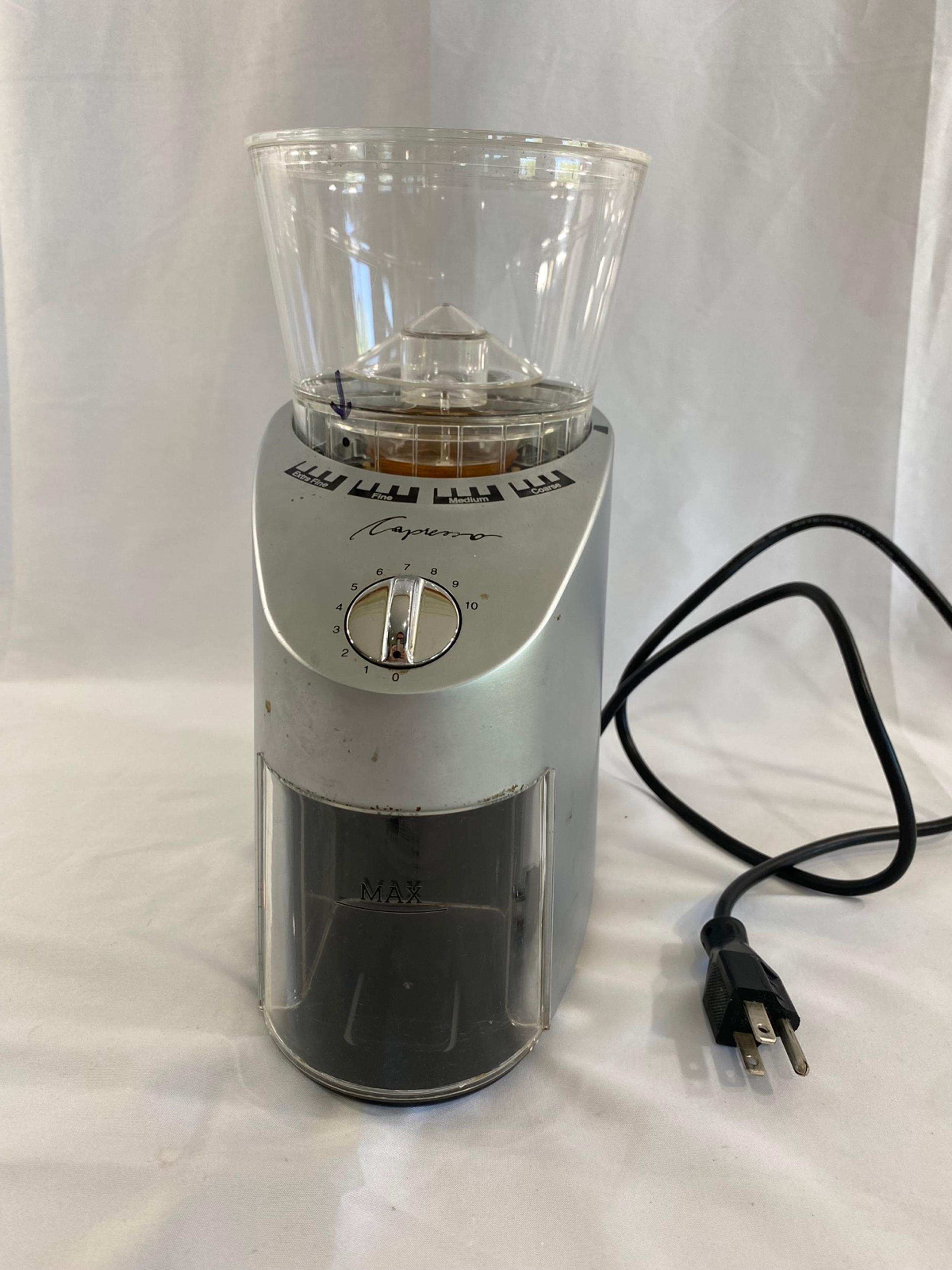 Capresso Infinity Conical Burr Grinder Silver Model 565 Working